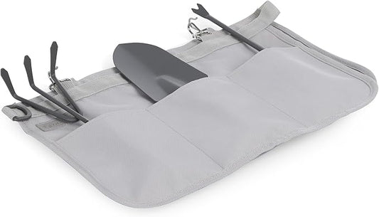 Picnic TIME Garden Bucket Tool Organizer, Gardening Tools Organizer Bag with Hooks to Attach to Bucket, Gardening Essentials and Gifts for Women and Men, Plant Lover Gifts for Gardeners (Fog Gray)