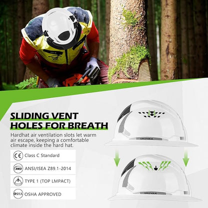 GREEN DEVIL Industrial Chainsaw Helmet with Face Shield Built in Visor and Ear Muffs 4 in 1 System ANSI Z89.1 Safety Hard Hat Adjustable Headgear Ideal for Forestry and Arborist Work Full Brim Style