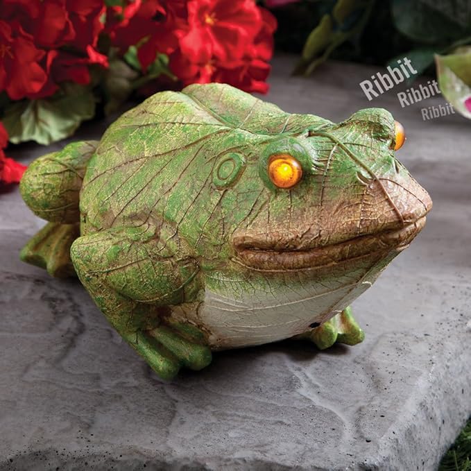 Bits and Pieces - Frog Motion Sensor and Detector Statue - Animal Gardening Gifts - Weather Resistant Garden Decoration Sculpture - 4½" x 8½"