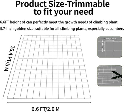 Mellbree Trellis Netting for Climbing Plants, 16.4x6.6FT 2Packs Heavy Duty Trellis Net for Climbing Plants Outdoor, Cucumber, Tomatoes, Peas, Vegetable and Vine