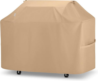 Unicook 70 Inch Grill Cover for Outdoor Grill, Heavy Duty Large BBQ Cover with Handles and Straps, Compatible with Weber Charbroil Nexgrill Kenmore Grills etc, All Weather Protection, Light Brown
