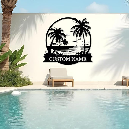 Custom Metal Signs | Personalized Last Name Signs | Outdoor Wall Art | Beach Lovers Gift
