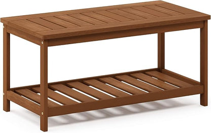 Furinno FG18508 Tioman Hardwood Patio Furniture 2-Tier Coffee Table in Teak Oil, Natural