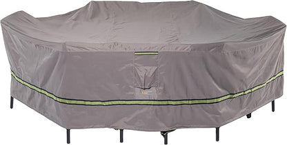 DUCKCOVERS Soteria Waterproof 140 Inch Rectangular/Oval Patio Table with Chairs Cover, Outdoor Table and Chair Cover