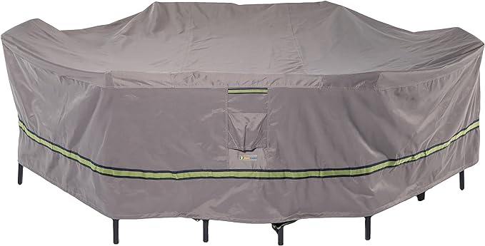 DUCKCOVERS Soteria Waterproof 127 Inch Rectangular/Oval Patio Table with Chairs Cover, Outdoor Table and Chair Cover