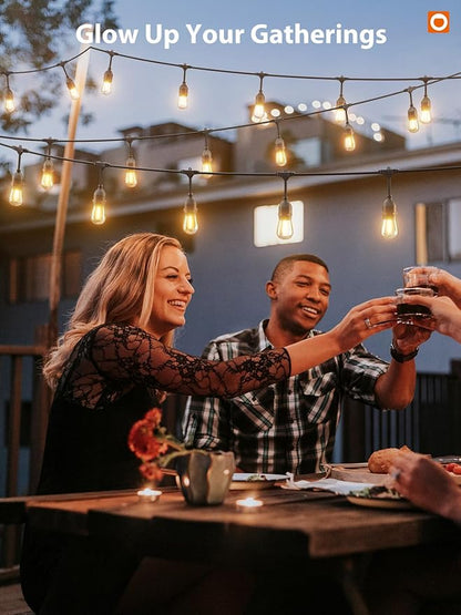 addlon 72FT(36FT*2) LED Outdoor String Lights with Edison Shatterproof Bulbs Commercial Grade Patio Cafe Light, ETL Listed Weatherproof Strand 24 Hanging Sockets for Bistro Backyard