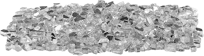 VEVOR Fire Glass, 10 LBS / 4.5 KG High-Temperature Resistant Fireplace Rocks, 1/2-Inch / 12.7 mm Reflective & Smokeless Firepit Glass Rock, High Luster Stone Landscaping for Fire Pit Table, Clear