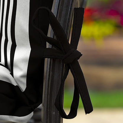 Arden Foam Outdoor Dining Chair Cushion, 20 x 44, Premium High-Density Foam, Never Flattens, Weather-Proof for Outdoor Chairs, Black Cabana Stripe