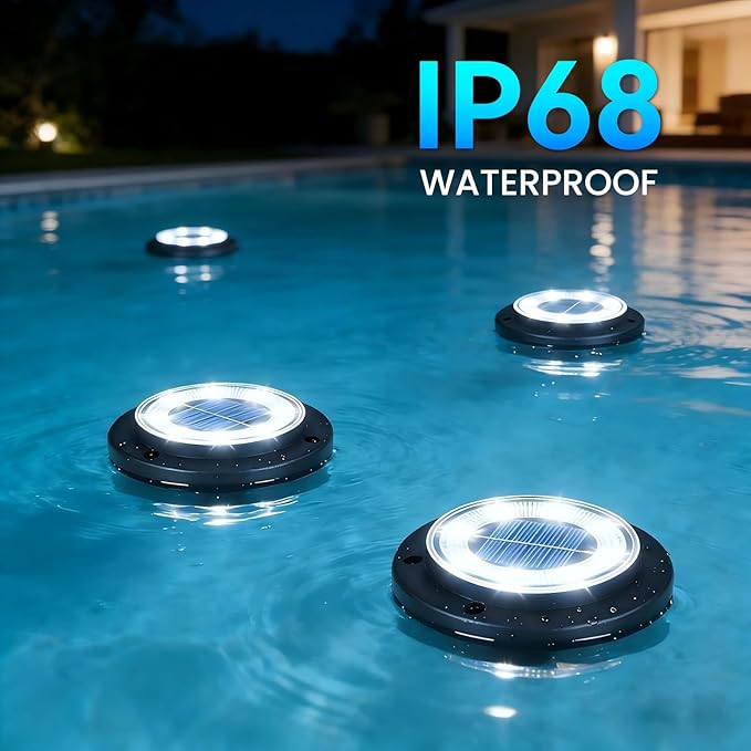 Flacchi Solar Lights Outdoor Waterproof - 2-in-1 Solar Powered Ground Lights Outdoor Solar Disk Light Landscape Light for Deck Step Patio Yard Pathway Walkway Driveway Garden (Cool White, 12 Pack)