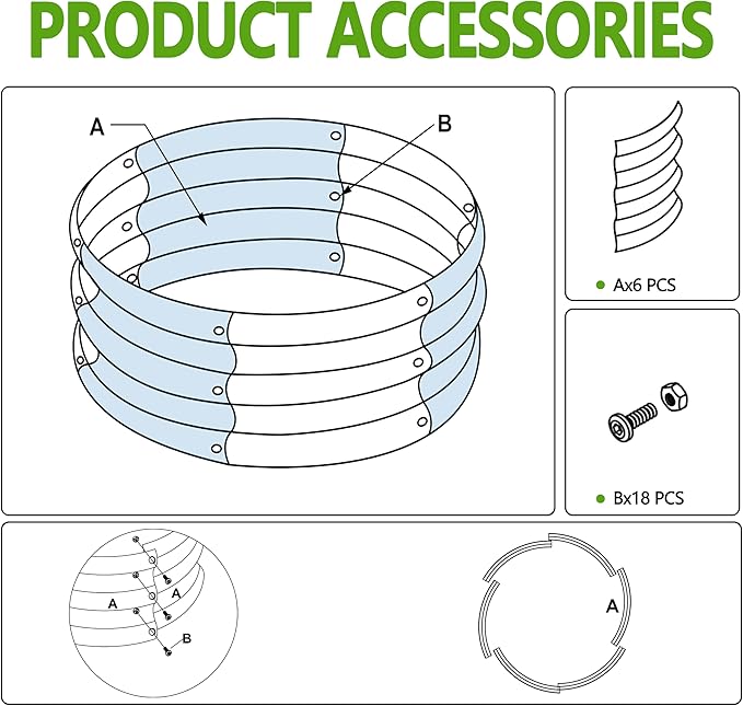 2PCS 4x4x1ft Galvanized Raised Garden Bed Kit,Round Garden Bed Outdoor Planter Box for Vegetables,Flowers,Herbs,Easy Assembly,Silver