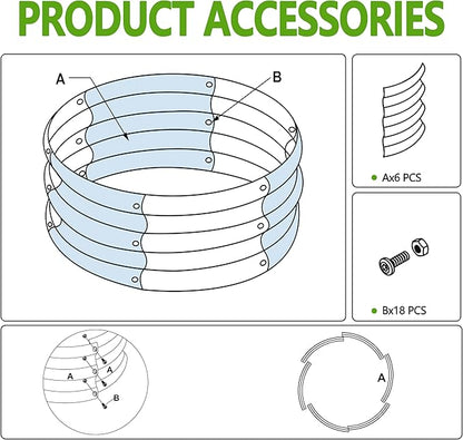 2PCS 4x4x1ft Galvanized Raised Garden Bed Kit,Round Garden Bed Outdoor Planter Box for Vegetables,Flowers,Herbs,Easy Assembly,Silver