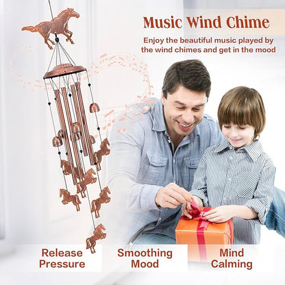 Horse Wind Chimes for Outside,Horse Gifts for Women Men/Memorial Gift/Sympathy Gift/Birthday Gifts Metal windchimes Outdoors/Indoors,Garden Decor,Patio,Home,Porch,Yard Decorations
