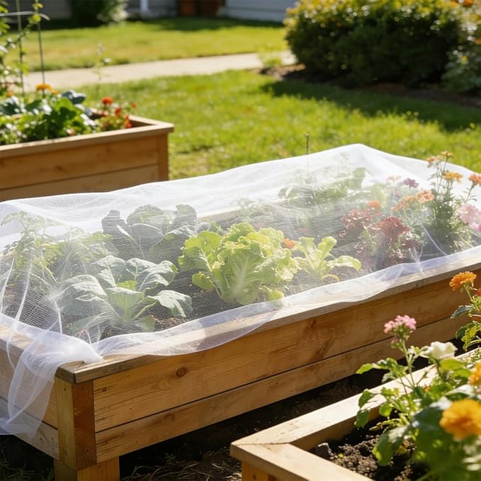Garden Netting for Raised Beds, Fine Mesh Bird Netting Pest Barrier, 2 Pack Raised Bed Plant Covers for Garden Protection Against Animals & Insects for Vegetables, Fruits, Flowers (2, 4.3×2.6×1.8FT)