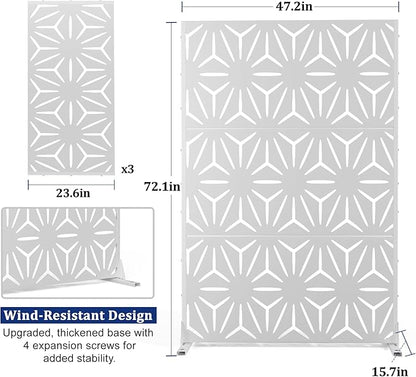 Outdoor Privacy Screen,72" H×47" W Metal Privacy Screen, Freestanding Privacy Fence Panels for Patio