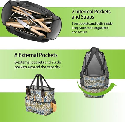 Paisley Garden Tool Bag - Waterproof Garden Tote with 8 Pockets, Large Storage Home Organizer Gardening Tool Oxford Bag for Garden Tools Kits Holder, Ideal Outdoor Gardening Gift for Women & Men