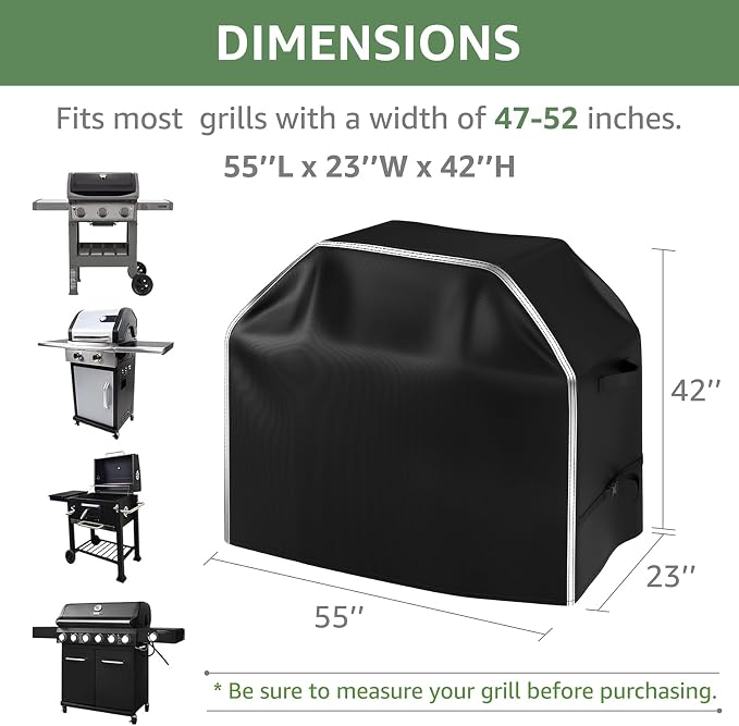 BOLUO Grill Cover for Outdoor Grill 55 inch Heavy Duty 600D, Waterproof BBQ Grill Cover Outside, Barbecue Grill Cover UV & Fade Resistant, Gas Grill Covers for Weber,Nexgrill