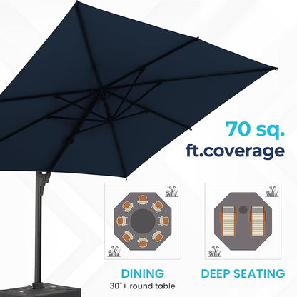 SUNVIVI OUTDOOR Patio Umbrella, Rectangular Patio Umbrella, Metal Pole Square Outdoor Umbrella with Crank and Push Button Tilt, Large Outdoor Umbrella with Polyester Canopy