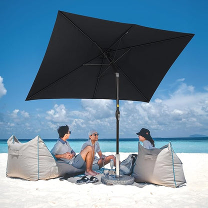 SUNVIVI OUTDOOR Patio Umbrella, Rectangular Patio Umbrella, Metal Pole Square Outdoor Umbrella with Crank and Push Button Tilt, Large Outdoor Umbrella with Polyester Canopy