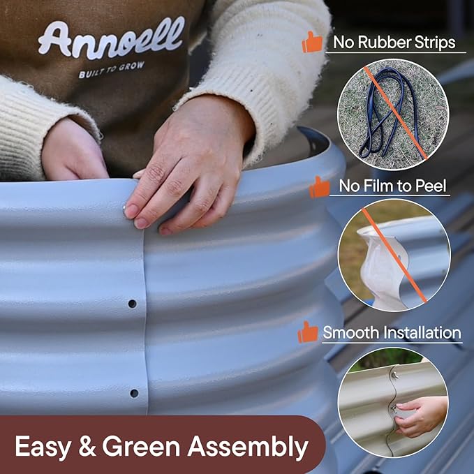 4-Pack Galvanized Raised Garden Bed 8x4x1.5 | 10x2x1.5 ft, 18" Tall Metal Planter Boxes Outdoor for Herb Vegetable, Modular Raised Flower Bed for Gardening with Zn-Al-Mg Coated - Brooklyn Grey