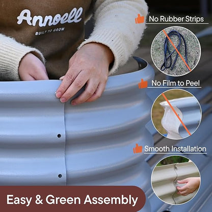 4-Pack Galvanized Raised Garden Bed 8x4x1.5 | 10x2x1.5 ft, 18" Tall Metal Planter Boxes Outdoor for Herb Vegetable, Modular Raised Flower Bed for Gardening with Zn-Al-Mg Coated - Brooklyn Grey