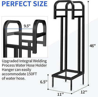 Heavy Duty Freestanding Garden Hose Holder, Upgraded 150FT Capacity Metal Water Hose Stand, Outdoor Hose Hanger Storage Reel for Lawn, Yard & Garden