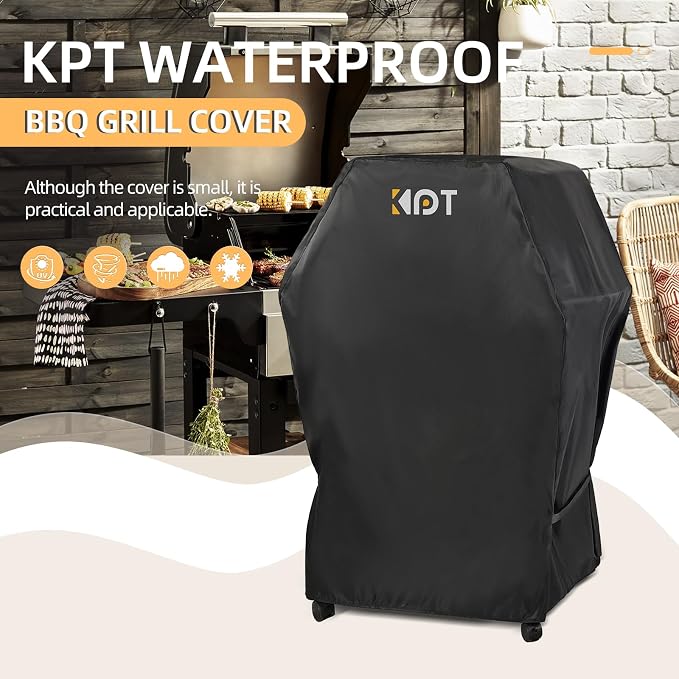 KPT 30 Inch Grill Cover for Outdoor Grill - Heavy Duty Waterproof 420D BBQ Cover with Hook, Air Vent, Buckle - Gas Grill Cover, UV & Fade Resistant, BBQ Grill Cover for Weber, Nexgrill, Char Broil