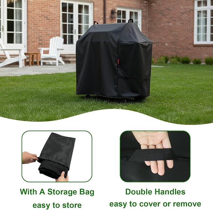 Outdoor Grill Cover Fits Weber Searwood XL 600 Pellet Smoker Grill,Heavy Duty Waterproof 600D BBQ Cover for Outside,UV Resistant with Storage Bag & Windproof Straps 52.5" W X 25" D X 42" H