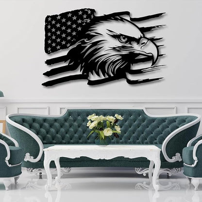 American Eagle Metal Wall Art, US Large Eagle Wall Sign, Fourth of July Independence Day Flag, Patriotic Gift (41x26 Inches / 105x66cm, Style 2)
