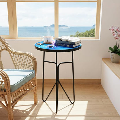 Folding Outdoor Side Tea Table,Jellyfish and Conch Small Accent Tables, Plant Tables Indoor,Garden or Living Room Decor Afternoon Tea Dinner Table, Simple Assembly Cast Iron Plant Stand