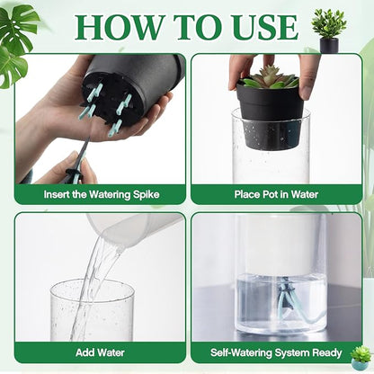 8 Pack Self Watering Spikes for Indoor Outdoor Plants, Automatic Plant Watering Stakes with 32.8ft Capillary Wick Rope, DIY Vacation Waterer for Potted Plant Seedling Garden Pot (Small)