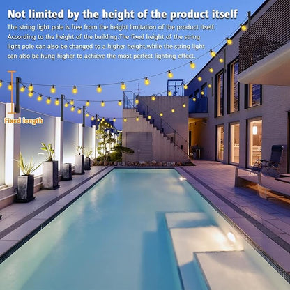 10 Pack 2.8FT String Light Poles,Light Poles for Outside String Lights,Outdoor Light Poles Metal Pole Stand for Patio,Backyard,Deck