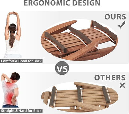 SoliWood Outdoor Wooden Folding Adirondack Chair Set of 2 with Pre-Assembled BackRest, Wood Patio Chair for Garden Backyard Porch Pool Deck Firepit