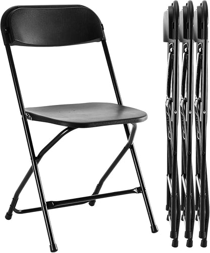 Sweetcrispy Folding Chair 4 Pack, Plastic Foldable Chairs with 330-Pound Capacity, Sturdy Metal Portable Chair, Easy to Use and Store, Outdoor and Indoor, for Home, Office, Party, Comfy, Black