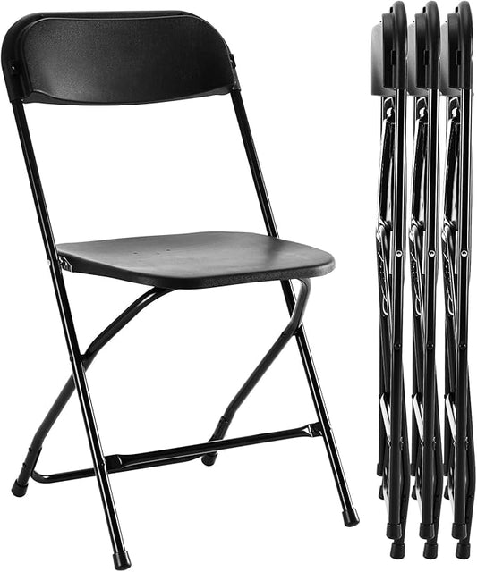 Sweetcrispy Folding Chair 4 Pack, Plastic Foldable Chairs with 330-Pound Capacity, Sturdy Metal Portable Chair, Easy to Use and Store, Outdoor and Indoor, for Home, Office, Party, Comfy, Black