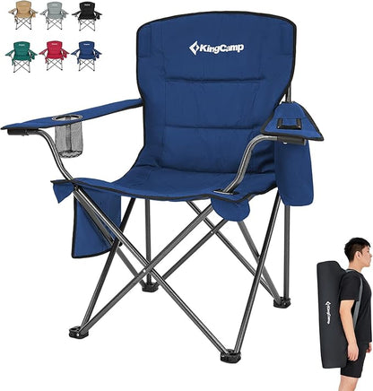 KingCamp Heavy Duty Oversized Comfy Folding Outdoor Portable Lawn Adults Bag Chair with Cooler for Outside Camp, Sports, Picnic, Stadium…