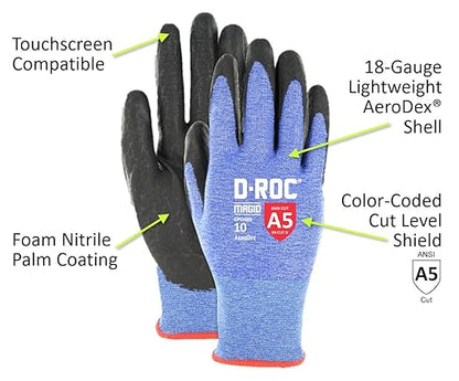 MAGID D-ROC AeroDex ANSI A5 Nitrile Coated Touchscreen Work Gloves, 24 Pairs, Size 12/3XL (GPD486)
