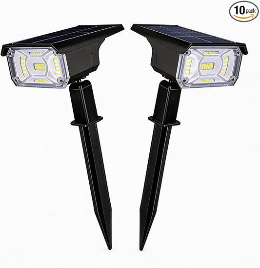 LEREKAM Outdoor Solar Spot Lights, 40 LEDs 360° Adjustable Landscape Spotlights, IP65 Waterproof USB & Solar Powered Wall Lights, Auto On at Night/Off at Sunrise, 3 Modes for Tree Garden Porch 2 Pack