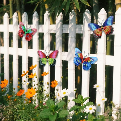 dreamskip 4 Pack Metal Butterfly Wall Decor Art, Metal Colorful Butterflies Outdoor Wall Art, Hand Craft Outdoor Wall Decor For Garden, Fence, Patio, Yard, Living Room, Bedroom