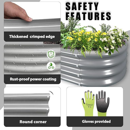 2 Pack 8x3x1FT Galvanized Raised Garden Bed Large Metal Planter Box Kit Elevated Raised Garden Planters for Outdoor Plants, Gray