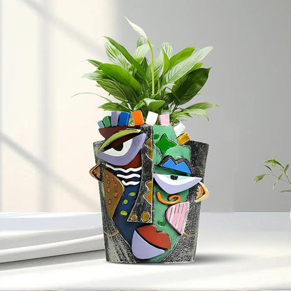 Picasso Abstract Face Planters Pots, Unique Abstract Flower Pot Head Planter Pot Ornaments Resin Brutalist Flowerpot with Drainage Hole for Indoor and Outdoor Plants Home Decor (Bronze)