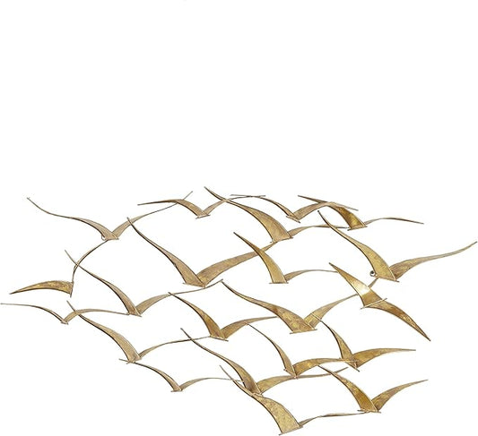 Deco 79 Metal Bird Home Wall Decor Foiled Flying Wall Sculpture, Wall Art 47" x 4" x 21", Gold