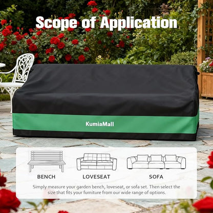 Outdoor Heavy Duty Sofa Cover, Waterproof Patio Couch Cover, 93" W x 40" D x 35" H, Tear-Resistant and UV-Resistant Lawn Furniture Sofa Covers Black & Green