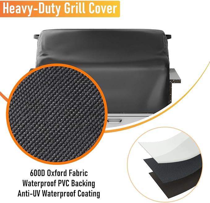 Grisun 39 Inch Built-in Grill Cover for Weber and KitchenAid Built in Gas Grills, Bull Outdoor Kitchen & Grill Head Cover, Heavy Duty Waterproof BBQ Grill Cover with Handle, Black