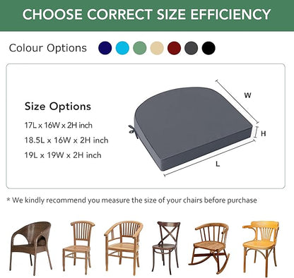 Outdoor Chair Cushions Set of 4: Waterproof & Fade Resistant Patio Furniture Cushions - 18.5 x 16 x 2 Inch Non Slip Round Corner Seat Cushion Pads with Removable Cover for Garden Yard Lawn, Dark Grey