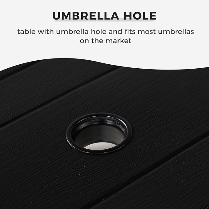 Grand patio Outdoor Dining Set for 6, 7PCS Patio Table and Chairs Set, Metal Woven Wicker Swivel Patio Chairs with Thickened Cushions & Rectangular Woodgrain Dining Table with Umbrella Hole (Natural)