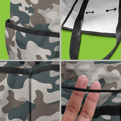 Green Camo Garden Tool Bag - Waterproof Garden Tote with 8 Pockets, Large Storage Home Organizer Gardening Tool Oxford Bag for Garden Tools Kits Holder, Ideal Outdoor Gardening Gift for Women & Men