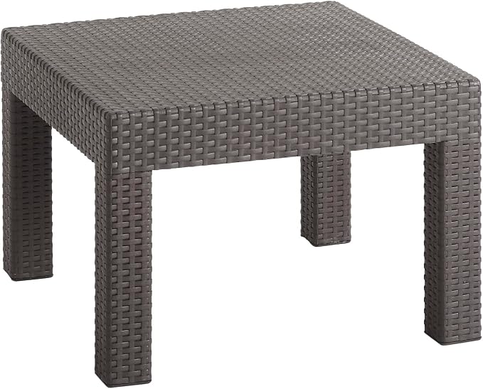 DIMAR GARDEN Patio Coffee Table Resin Outdoor Side Table Square End Table,22.8in Mocha