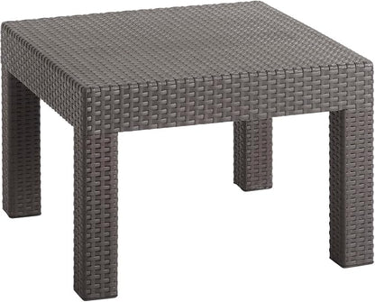 DIMAR GARDEN Patio Coffee Table Resin Outdoor Side Table Square End Table,22.8in Mocha