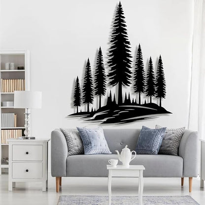 lunwall Metal Pine Tree Wall Art, Metal Forest Wall Art, Pine Branch Wall Decor, Christmas Tree Wall Decor, Forest Wall Hanging, Nature Lover Gift (Style 6, 46" H x 39" W / 116 x 99 cm)