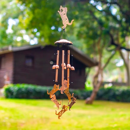 Cat Wind Chimes Outdoor Cat Gifts for Women Mom Men Dad Unique Birthday Gifts Metal WindChimes for Outside/Indoors, Patio, Lawn, Yard, Home Decor, Outdoor Decor, Garden Decorations